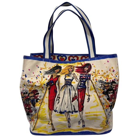 Brighton Handbags - Brighton Star Spangled Hearts Canvas Shopping or Beach Tote, Limited Edition